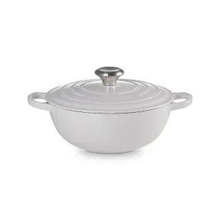 【Le Creuset】典藏琺瑯鑄鐵鍋媽咪鍋 24cm(柔粉紫-鋼頭-內鍋黑)