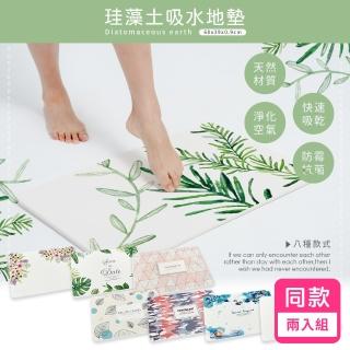 【收納王妃】臺灣製造 北歐文青風 硬式珪藻土地墊 吸水 速乾 腳踏墊 浴室地墊 2入組(約 60x39x0.9cm)