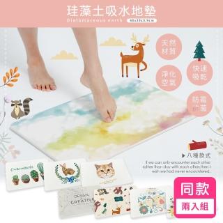 【收納王妃】臺灣製造 北歐風系列 硬式珪藻土地墊 吸水 速乾 腳踏墊 浴室地墊 2入組(約 60x39x0.9cm)