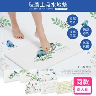 【收納王妃】臺灣製造 彩繪系列 硬式珪藻土地墊 吸水 速乾 腳踏墊 浴室地墊 2入組(約 60x39x0.9 cm)