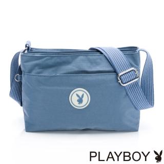 【PLAYBOY】雙層斜揹包 Simple life系列(藍色)