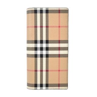 【BURBERRY 巴寶莉】Vintage check 經典格紋對開長夾(卡其)