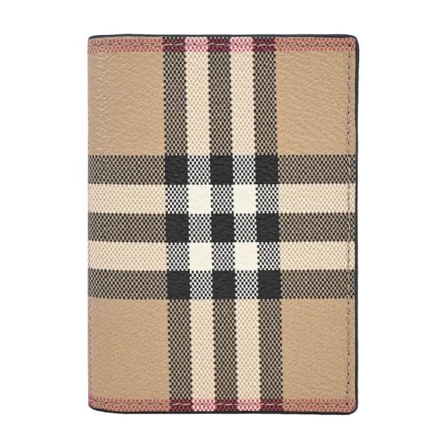 【BURBERRY 巴寶莉】Vintage 經典格紋帆布卡片夾(卡其)
