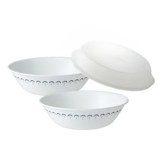 【CorelleBrands 康寧餐具】典雅蕾絲2件式餐盤組(1000ml湯碗、8吋微波蓋)