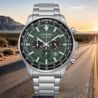 【CITIZEN 星辰】賽車風格光動能三眼計時手錶 男錶 送禮 推薦(CA4500-91X)