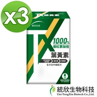 【統欣生技】TX-葉黃素膠囊 3入組(30粒/入-全素可食.蝦紅素.玻尿酸.綠蜂膠)