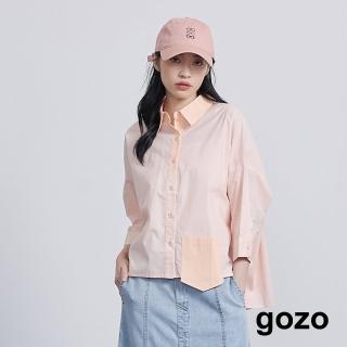 【gozo】MOMO獨家款★限量開賣 拼色口袋七分袖造型襯衫(兩色)