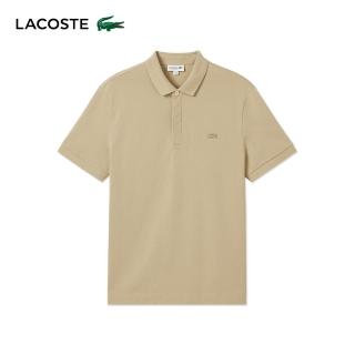 【LACOSTE】男裝-經典巴黎商務短袖Polo衫(卡其色)