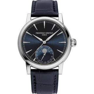 【CONSTANT 康斯登】自製機芯三日鍊月相機械腕錶-40mm(FC-716N3H6)