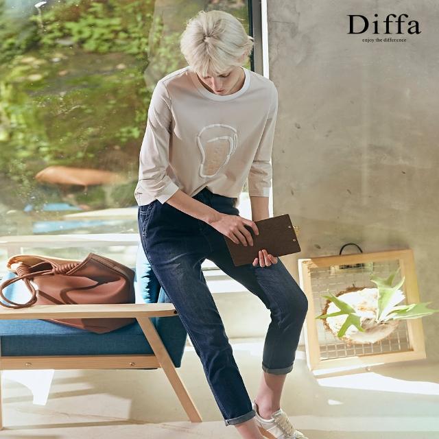 【Diffa】腰部抽繩設計牛仔長褲-女(丹寧)