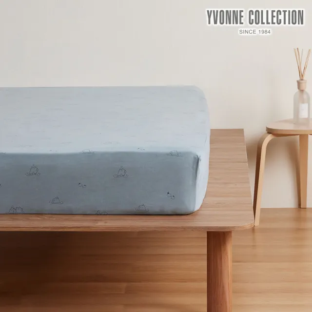 【YVONNE 以旺傢飾】100%美國棉印花床包-水豚 泉水綠(雙人 純棉 台灣製)