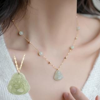 【LEEHER】天然和田玉/玉石項鍊/彌勒佛項鍊/項鍊/金項鍊/玉項鍊/寶石項鍊/項鍊吊墜/鎖骨項鍊/彌