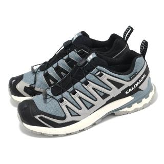 【salomon】戶外鞋 XA PRO 3D V9 GTX 男鞋 灰 藍 防水 抽繩 休閒鞋 薩洛蒙(L47270600)