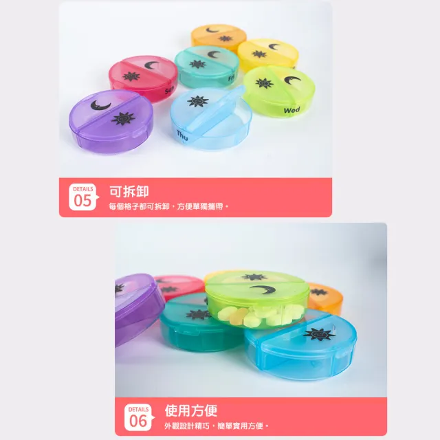 【QIDINA】4入-大容量14格7日藥物保健品藥品分裝藥盒-A(隨身藥盒 保健食品 密封藥盒 大藥盒 小藥盒)