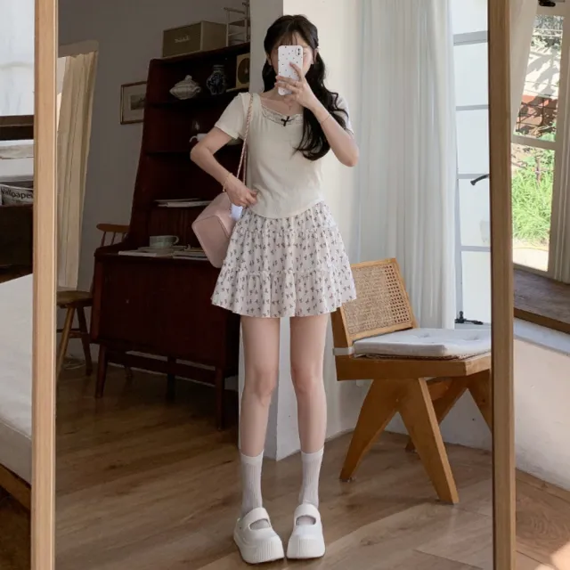 【巴黎精品】現貨+預購 女半身裙短裙A字裙子百褶裙蛋糕裙大碼洋裝休閒大尺碼女裝(木耳邊m1aa37)