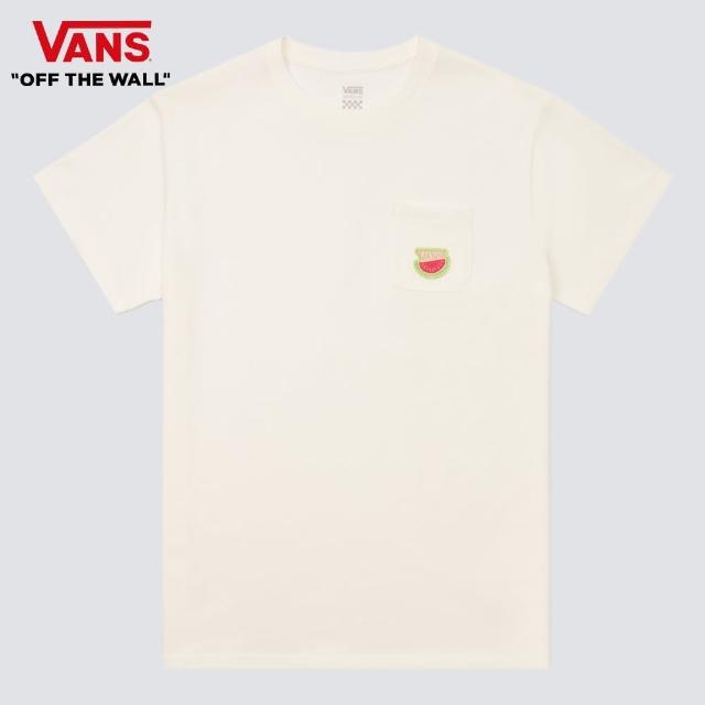 【VANS 官方旗艦】FRUIT POCKET 女款米白色口袋印花短袖T恤