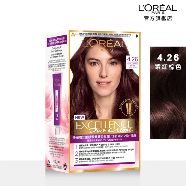 【LOREAL Paris 巴黎萊雅】優媚霜三重護髮雙管染髮霜 2入組(8色任選)