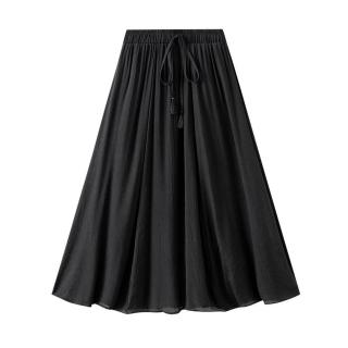 【巴黎精品】現貨+預購 網紗裙A字裙百褶裙半身裙長裙洋裝透氣休閒女裝(復古棉麻A字純色女裙子5色a1fq39)