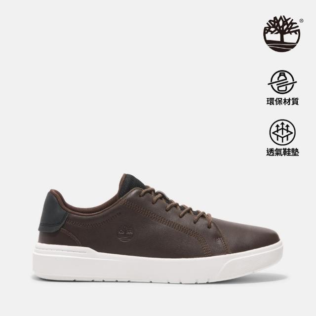 【Timberland 官方旗艦】男款深棕色皮革低筒休閒鞋(A41F7W01)