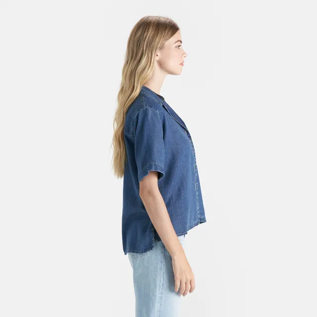 【LEVIS 官方旗艦】女款 短袖牛仔襯衫 / 莫代爾輕磅丹寧 人氣新品 A7175-0006