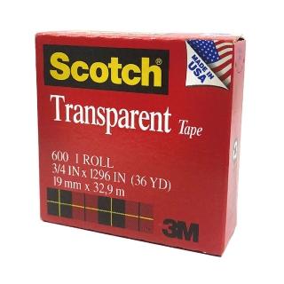 【3M】Scotch 透明膠帶 19mmX32.9m / 個 600(紅盒)