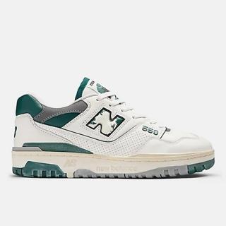 【NEW BALANCE】 NB 復古鞋 休閒鞋 運動鞋 IU同款 男鞋 白綠色(BB550VTG-D)