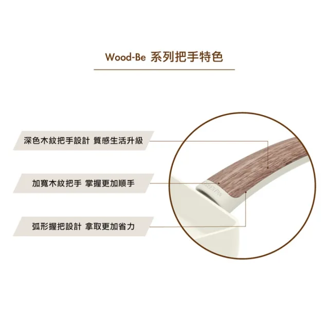 【GreenPan】鑽石陶瓷塗層不沾深煎鍋 Wood-Be 26cm(不含蓋/不挑爐具/不沾鍋/陶瓷)