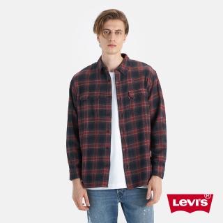 【LEVIS 官方旗艦】男款 工裝法蘭絨襯衫 沉穩風黑瑪瑙格紋 上衣 熱賣單品 19587-0218