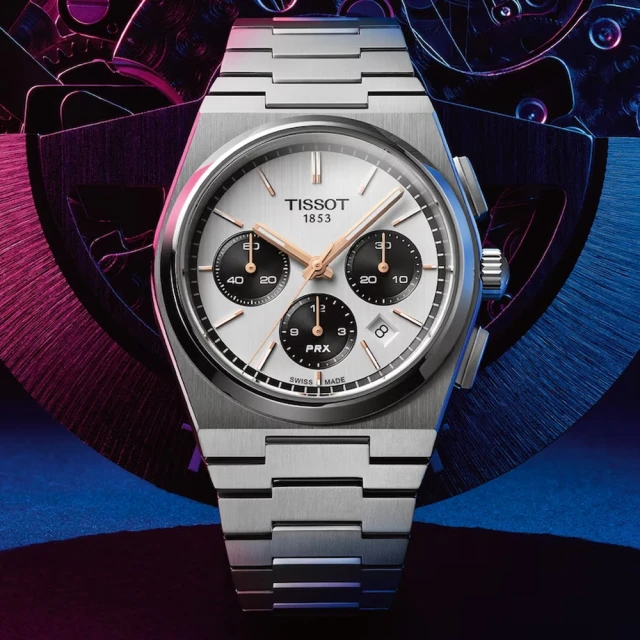 TISSOT 天梭 官方授權 PRX系列 熊貓 經典酒桶形 計時機械腕錶 禮物推薦 送禮首選(T1374271101100)