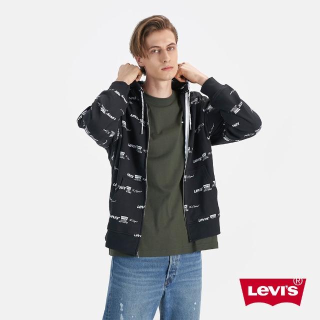 【LEVIS 官方旗艦】男款 連帽外套 / 滿版MINI Logo / 黑 熱賣單品 38717-0023