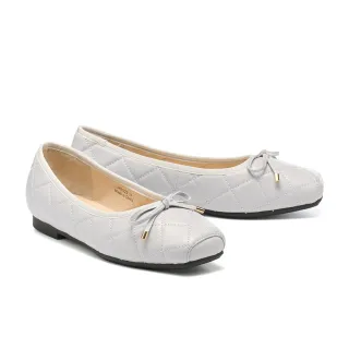 【BYHUE】韓系氣質蝴蝶結羊皮軟芯Q底方頭娃娃低跟鞋(灰)