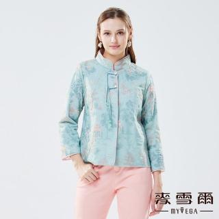 【MYVEGA 麥雪爾】中國風刺繡押釦鋪棉外套-淺綠