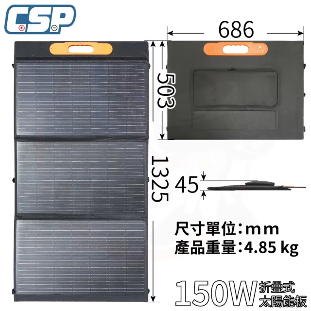 【CSP】150W太陽能板+深循環電池12V50Ah(可收納攜帶 露營戶外用 露營車)