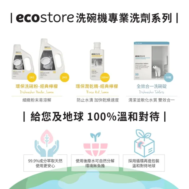 【ecostore 宜可誠】環保潤乾精/光潔劑x4入(經典檸檬/200ml)