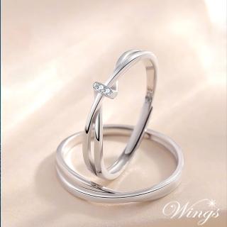 【WINGS】925純銀 雙生銀河 方晶鋯石戒指 單只價(對戒 尾戒 活圍 情人 禮物 簡約 時尚 細戒指)