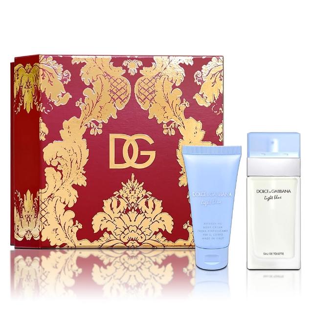 【DOLCE&GABBANA 杜嘉班納】D&G 淺藍女性淡香水 50ML金緻禮盒(淡香水50ML+身體乳50ML 專櫃公司貨)