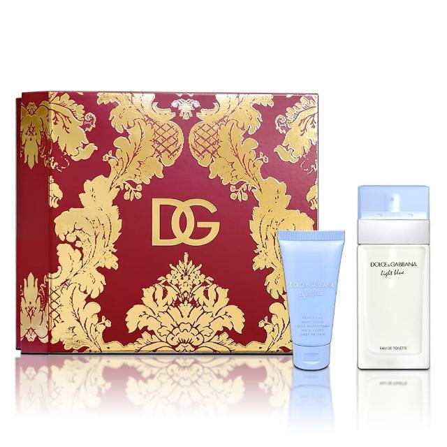 【DOLCE&GABBANA 杜嘉班納】D&G 淺藍女性淡香水 100ML金緻禮盒(淡香水100ML+身體乳50ML 專櫃公司貨)