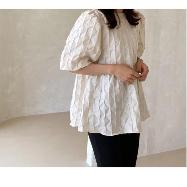 【巴黎精品】現貨+預購 襯衫泡泡袖上衣(壓褶寬鬆A字娃娃衫女裝2色a1go20)