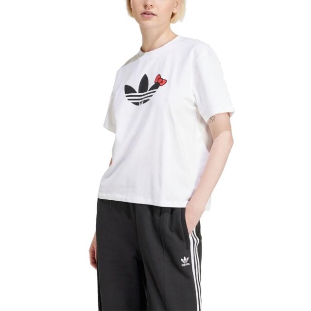 【adidas 愛迪達】Hello Kittty TREFOIL TEE 圓領短袖上衣 女 - IX7880