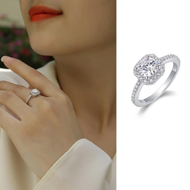 【巴黎精品】現貨+預購 莫桑鑽石戒指飾品配件925純銀戒指婚戒鑽戒(1克拉對戒莫桑鑽戒指a1ex73)