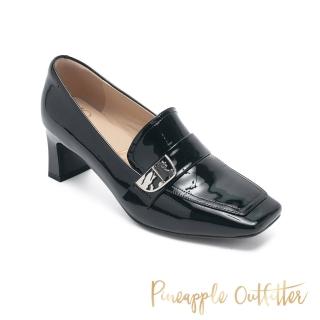 【Pineapple Outfitter】MACE 英倫風漆皮中跟樂福鞋(鏡黑色)
