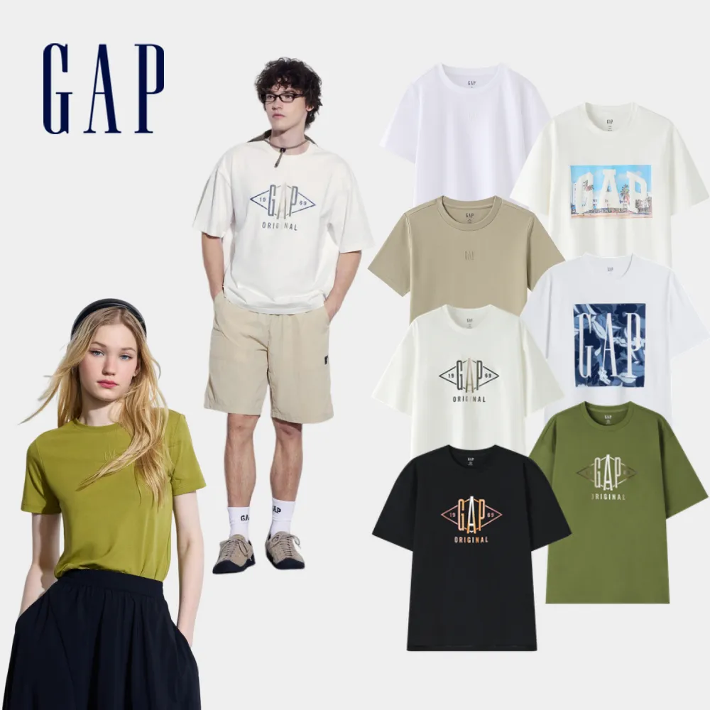 【GAP】男女裝 Logo圓領短袖T恤 -多款任選(476750&548050&543986&463163)