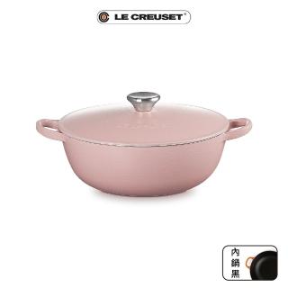 【Le Creuset】琺瑯鑄鐵鍋媽咪鍋24cm(甜心粉-鋼頭)