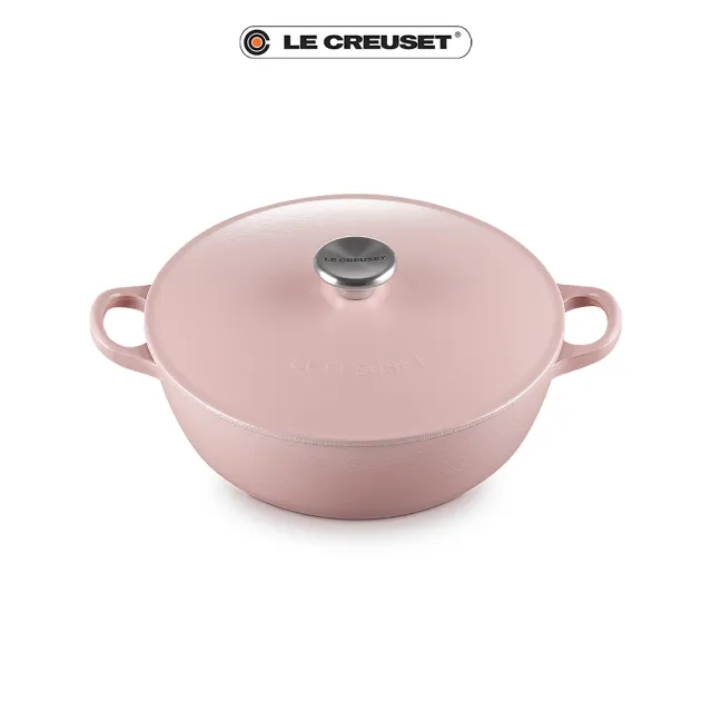 【Le Creuset】琺瑯鑄鐵鍋媽咪鍋24cm(甜心粉-鋼頭)