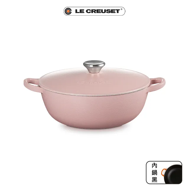 【Le Creuset】琺瑯鑄鐵鍋媽咪鍋24cm(甜心粉-鋼頭)