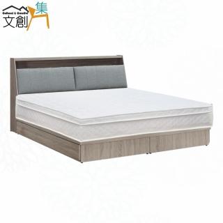 【文創集】威力6尺雙人加大貓抓布六抽三件式床臺組合(床頭＋六抽底＋三線獨立筒床墊)