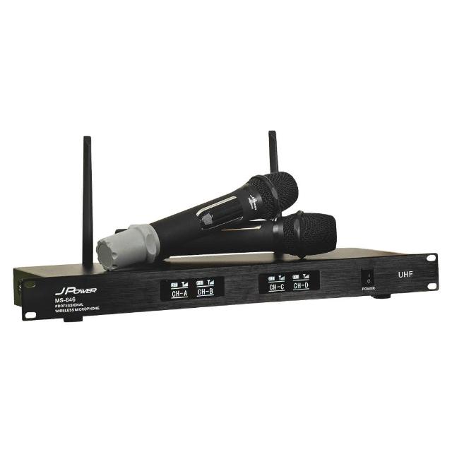 【J-POWER 杰強】震天雷 專業無線麥克風 MS-646+UHF-888H 雙麥組(震天雷 無線麥克風2支 646 UHF 888H)
