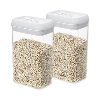 【YOLE 悠樂居】易拉扣密封保鮮罐-方形3300ml-2入(保鮮盒 密封盒 零食罐 乾糧罐 儲存罐)