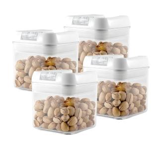 【YOLE 悠樂居】易拉扣密封保鮮罐-方形500ml-4入(保鮮盒 密封盒 零食罐 乾糧罐 儲存罐)