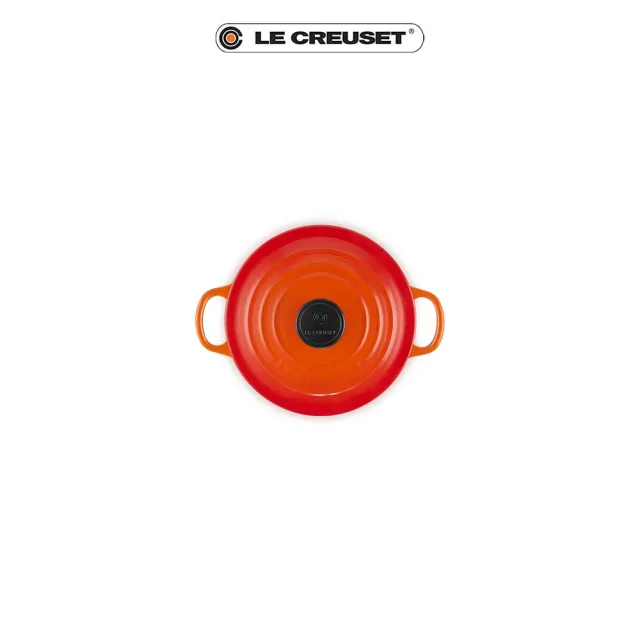 【Le Creuset】琺瑯鑄鐵鍋圓鍋16cm(火焰橘-電木頭-內鍋白)